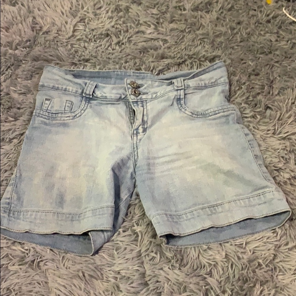 light blue shorts